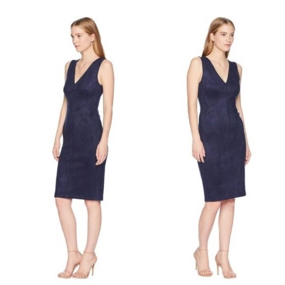 BCBGMaxazria Alda Faux-suede Dress in Dark Navy Size XXS - Picture 3 of 6